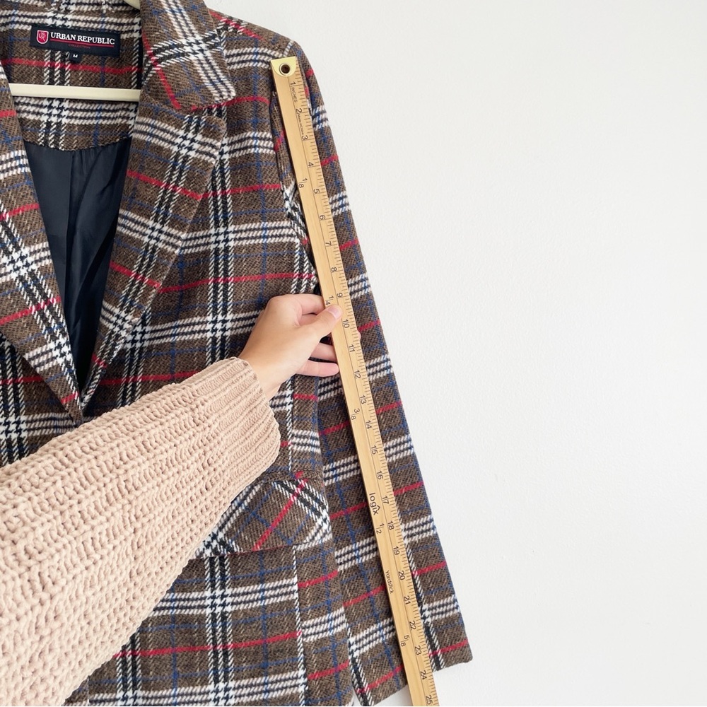 Urban Republic plaid long coat jacket shacket blazer preppy academia holiday M - Picture 9 of 14